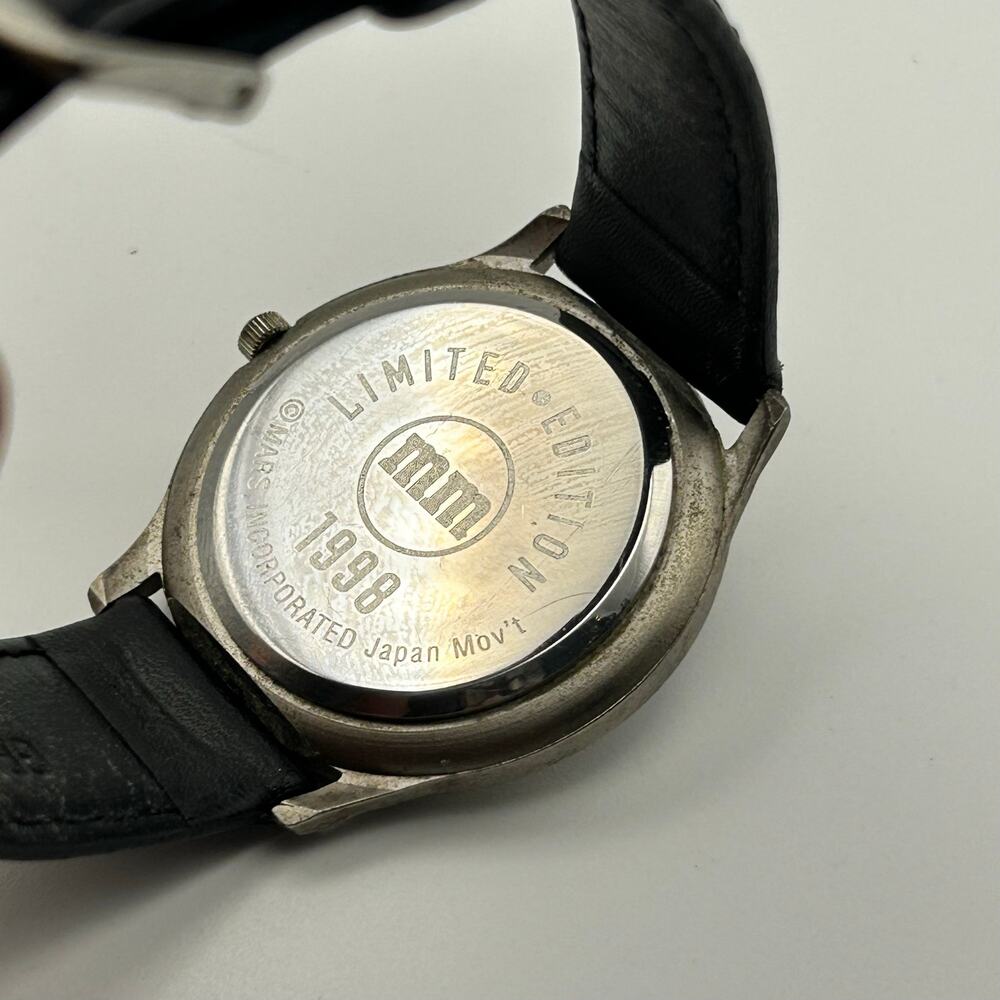 1998 Limited Edition MARS Inc. Red M&M Watch Black Leather Band  New Battery - Picture 6 of 8